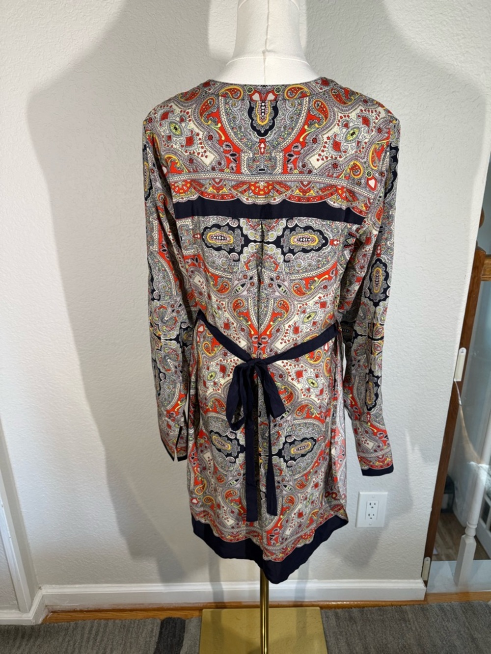 Theory Paisley Print Blouse — Navy, Red & Cream - Picture 4 of 5